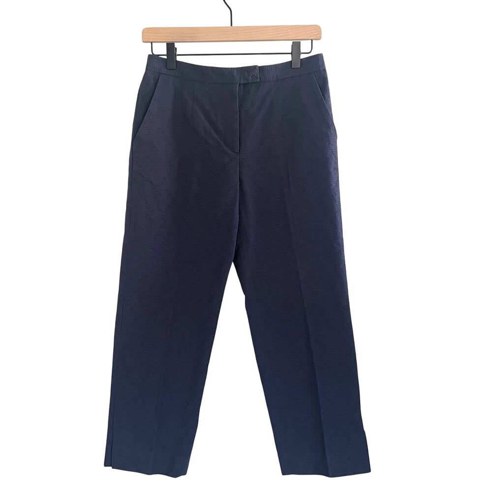 Carolina Herrera Navy Cropped Chino Dress Pants Jacquard Trousers Size 4